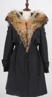 Зимнее женское пуховое пальто с мехом енота 